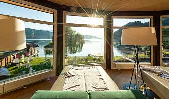 Ausblick im Ruheraum vom Hotel Seefischer