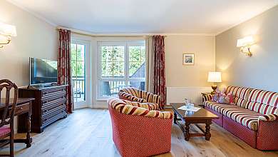 Bright living room with seating area