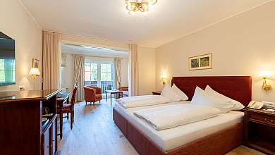 Elegant bedroom with double bed